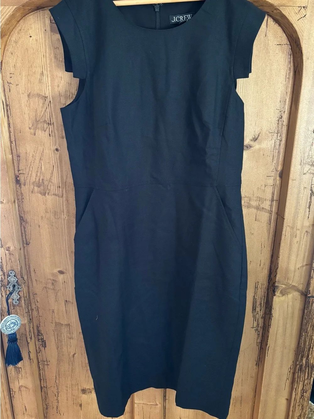 J. Crew Cap-Sleeve Resume Dress Black Linen Sheath Size 12 NWT